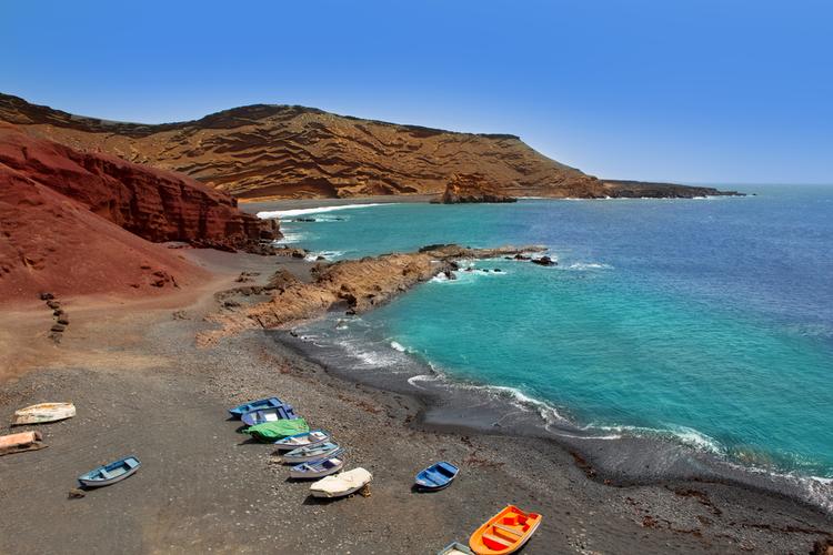 Wyspy Kanaryjskie, Lanzarote - Plaża przy kraterze El Golfo