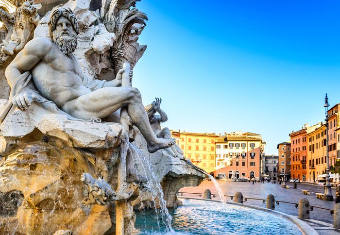 Fontanna Czterech Rzek na Piazza Navona w Rzymie