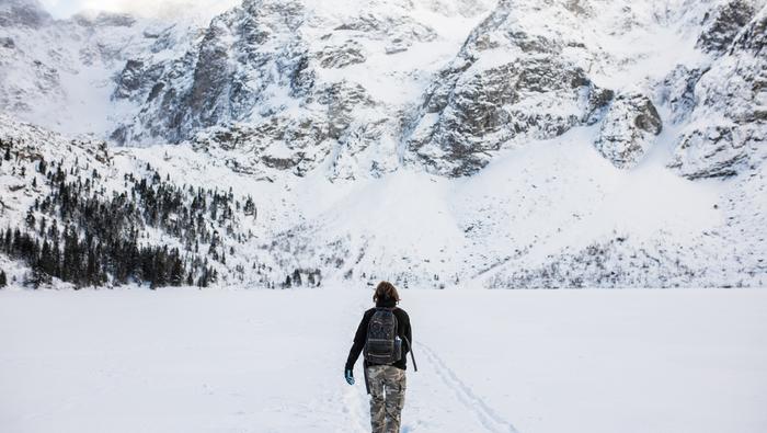 Tatry Wysokie, Morskie Oko zasypane śniegiem