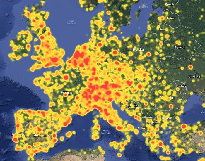 Mapa Europy na stronie Photo Spots
