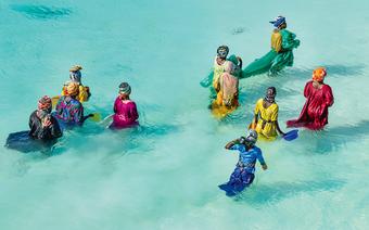 Zanzibar. Kobiety odchodzą daleko od brzegu i zbierają owoce morza 